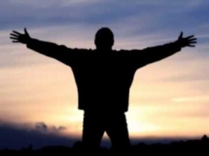 Man opening himself up to the world, free of social anxiety