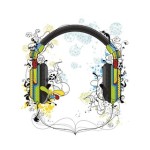 Colorful artsy headphone illustration