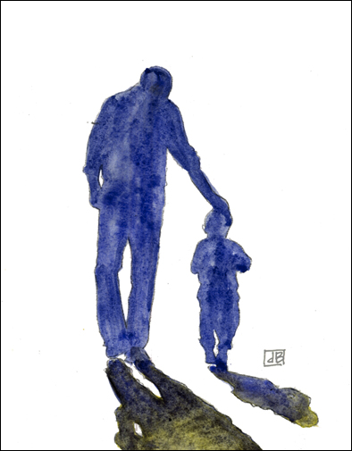 Painting of a father and son