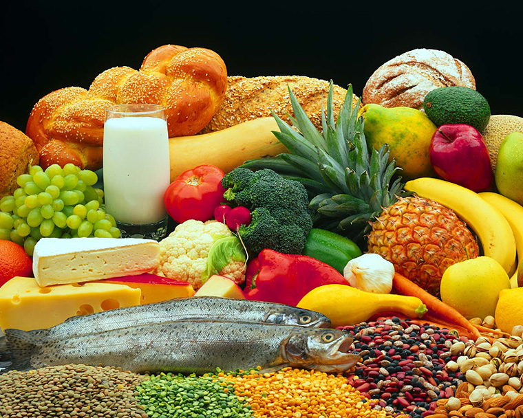 A mound of assorted healthy foods