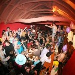 People partying at a hostel