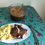 Pork chops, eggs and green juice