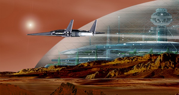 Artists depiction of a future human civilization on Mars