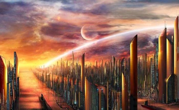 Artwork of a highly futuristic and advanced city on Mars