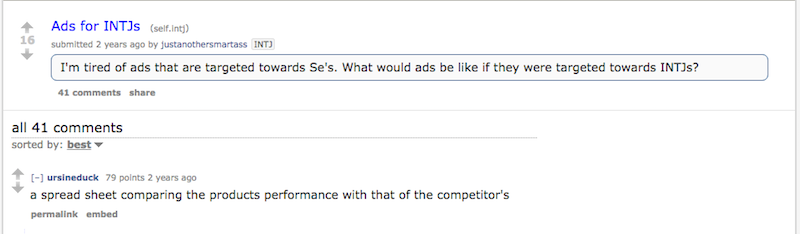 INTJ Advertising Reddit