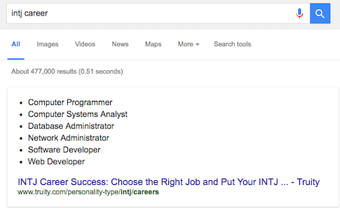 INTJ Career Google Search Results