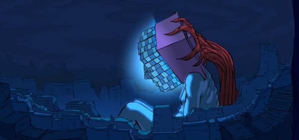 Still from Blockhead The Music Scene music video art by Anthony F. Schepperd
